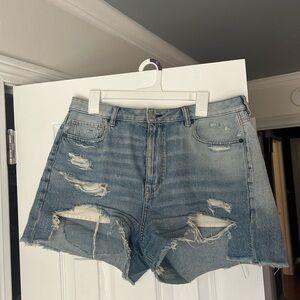 American Eagle Outfitters Blue Distressed Jean Shorts